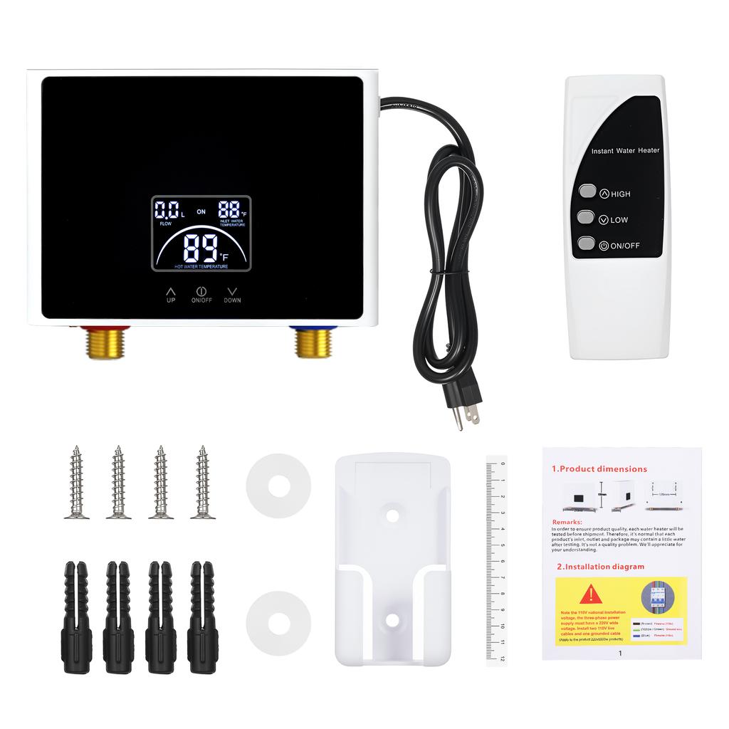 Mini Electric Tankless Water Heater with Remote Control Digital Display 3000W 220V Constant Temperature Instant Hot Water Heater