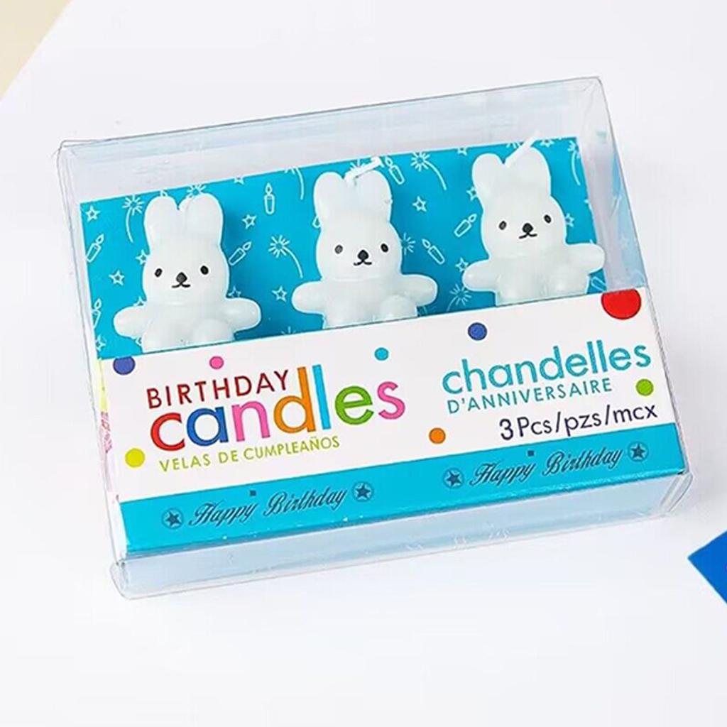 3pcs Cartoon Rabbit Candle Set Cute Mini Funny Bunny Baby Kids Children Happy Birthday CandlesParty Supplies Cake Decoration