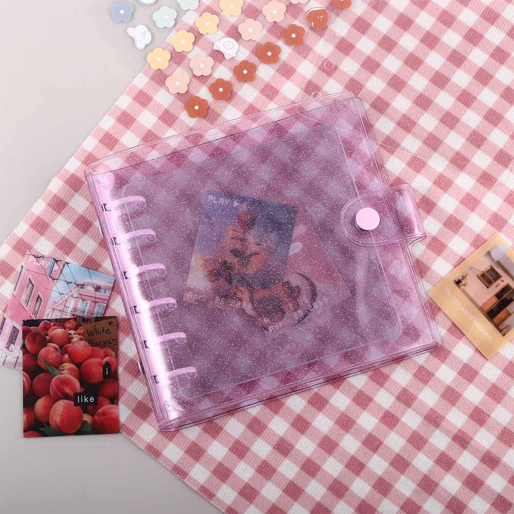 Kawaii PVC Binder Card Book Planner Agenda Binder Notebook Photo Collect Book Glitter Journals Square Loose Leaf