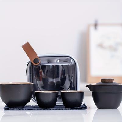 Cestovná čajová súprava Jednoduchá štýlová keramická čajová kanvica a šálky na cestovanie vonku Čajové nápoje Darčeky