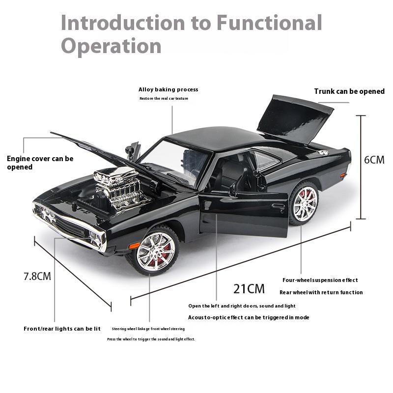 1/24 Scale Dodge War Horse Challenger 1970 Car Model Alloy Simulation Sports Car Collection Car Model Ornament Metal Boy Toy Car