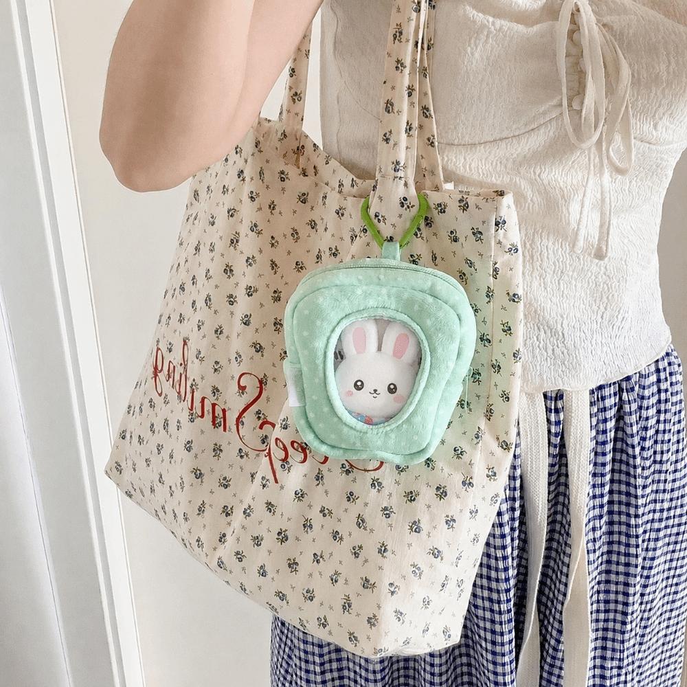 Plush Doll Carrying Bag with Heart Carabiner Plush Doll Protective Pouch Durable Mini Ita Bag