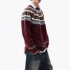 Trendy American Fair Isle Round Neck Sweater - Cozy Autumn/Winter Casual Knit for Couples