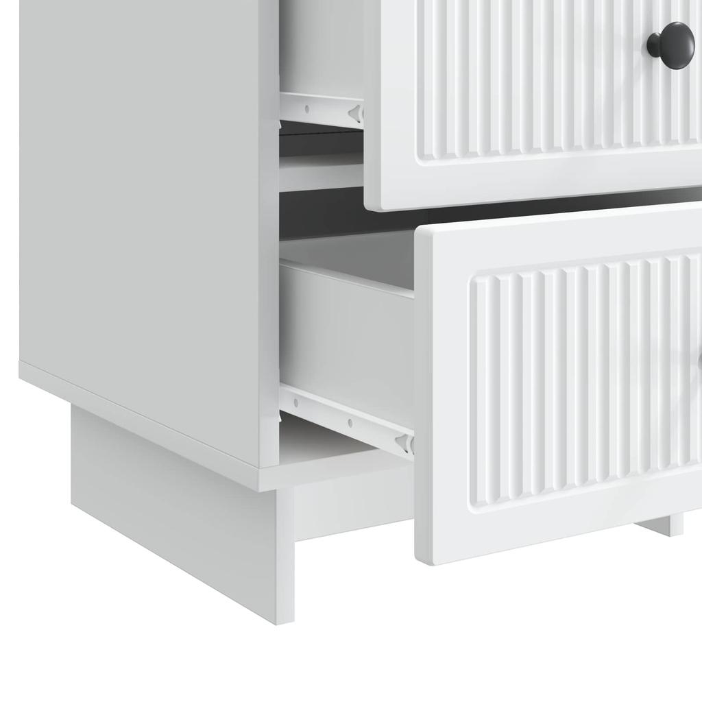 White Nightstand with Drawers 43 x 41 x 66.5 cm Engineered Wood