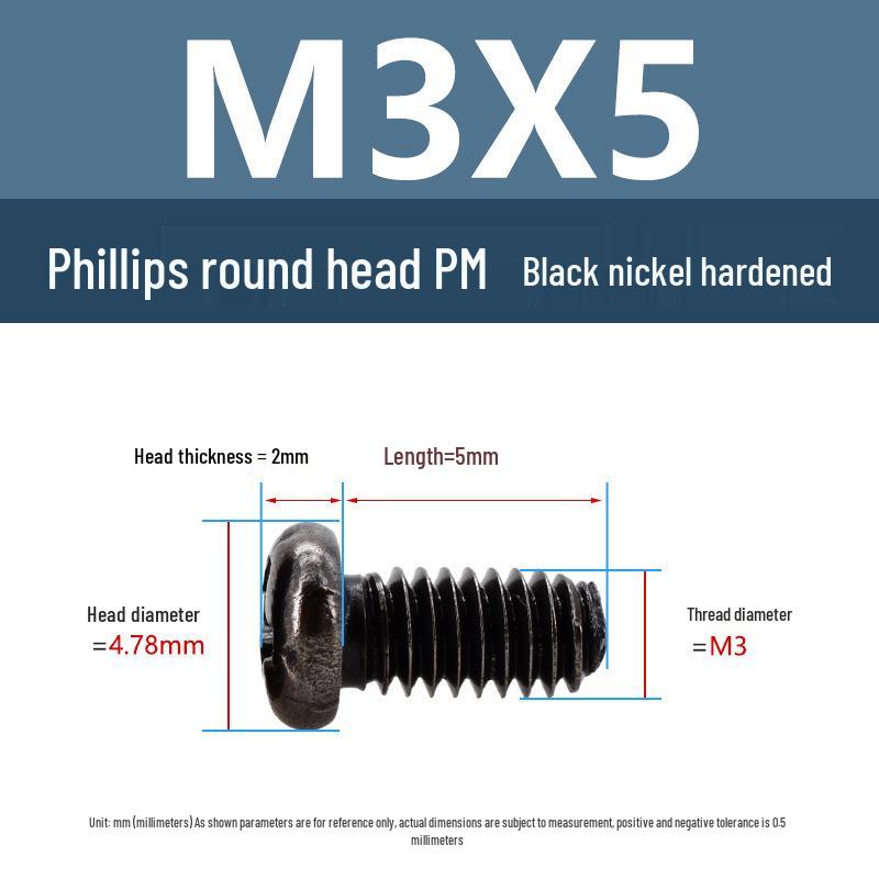Yigu Schwarznickel Kohlenstoffstahl PM Phillips Rundkopfschrauben m2-m4 Senkkopfmaschinenschrauben für Elektronik