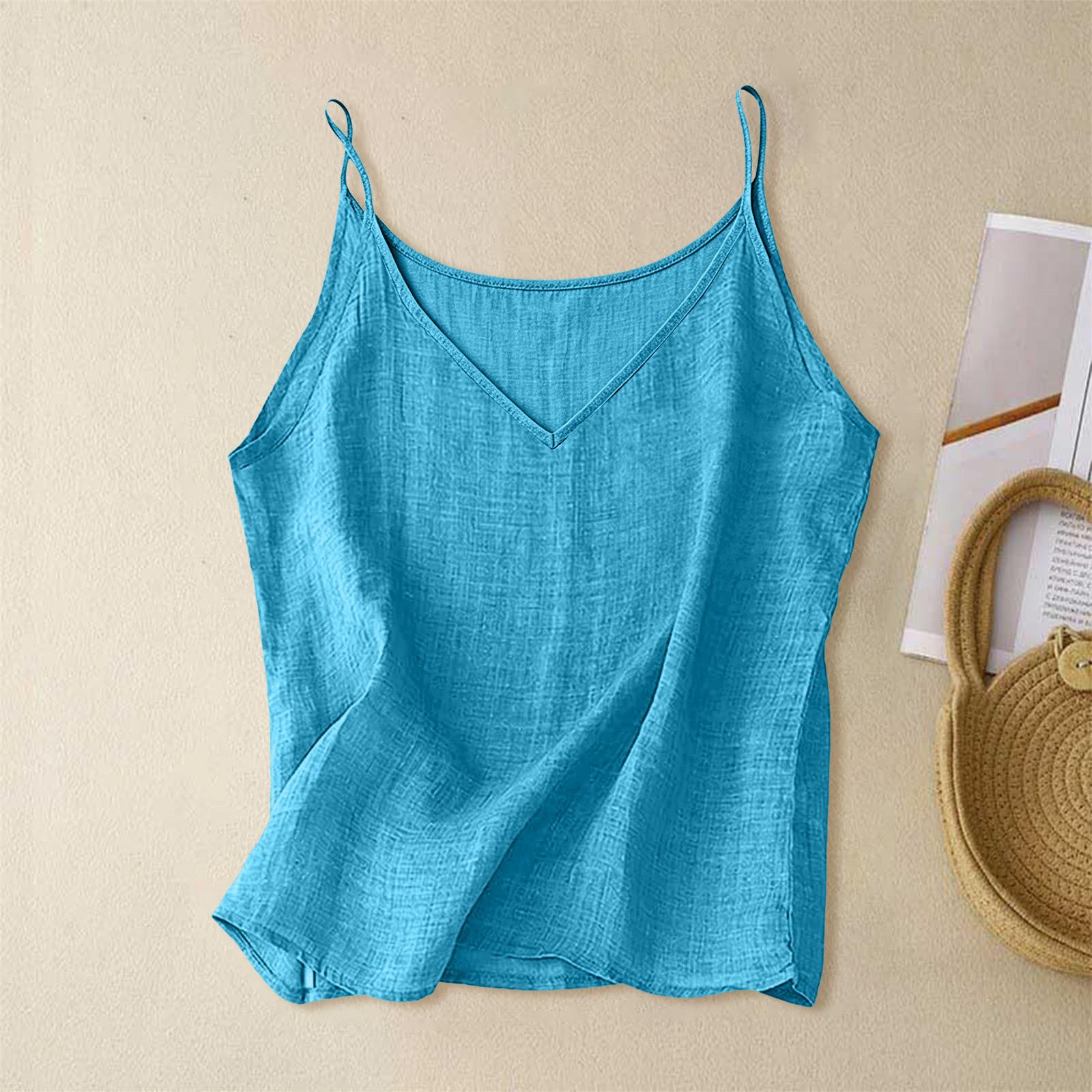 

Women Sleeveless V Neck Camisole Top Lightweight Loose Fit Tank Blouse Soft Breathable Fabric Simple Design for Daily Wear L