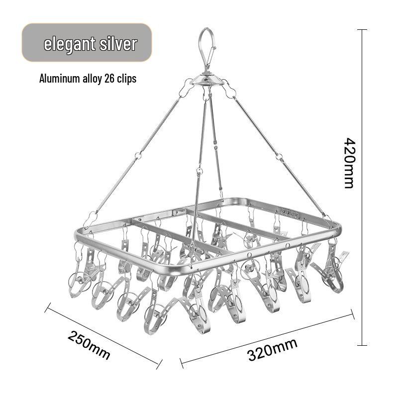 Multi-Clip Aluminum Sock Holder for Drying Clothes, Towels, and Underwear