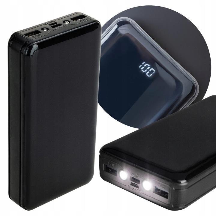 Powerbank 20000 Mah Power Bank Usb, Usb-C Szybkie Ładowanie Z Latarką Led