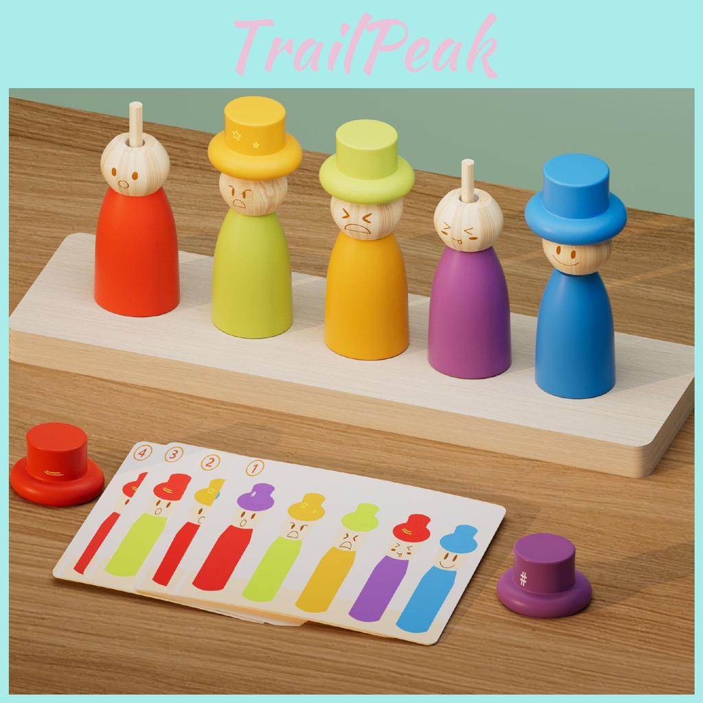 Montessori Holzspielzeug für Kleinkinder mit Gesichtsausdrucksfiguren für frühes Lernen und Feinmotorik