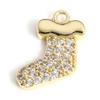 1 Piece Copper Christmas Charms Gold Color Metal Pendants Rhinestone Snowflake Sock Deer Christmas Tree For DIY Jewelry Making