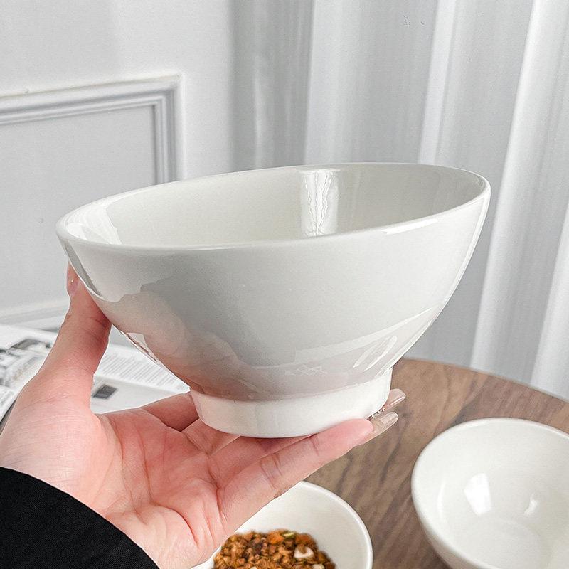 Ins Style White Ceramic High-Temperature Rice & Ramen Bowl
