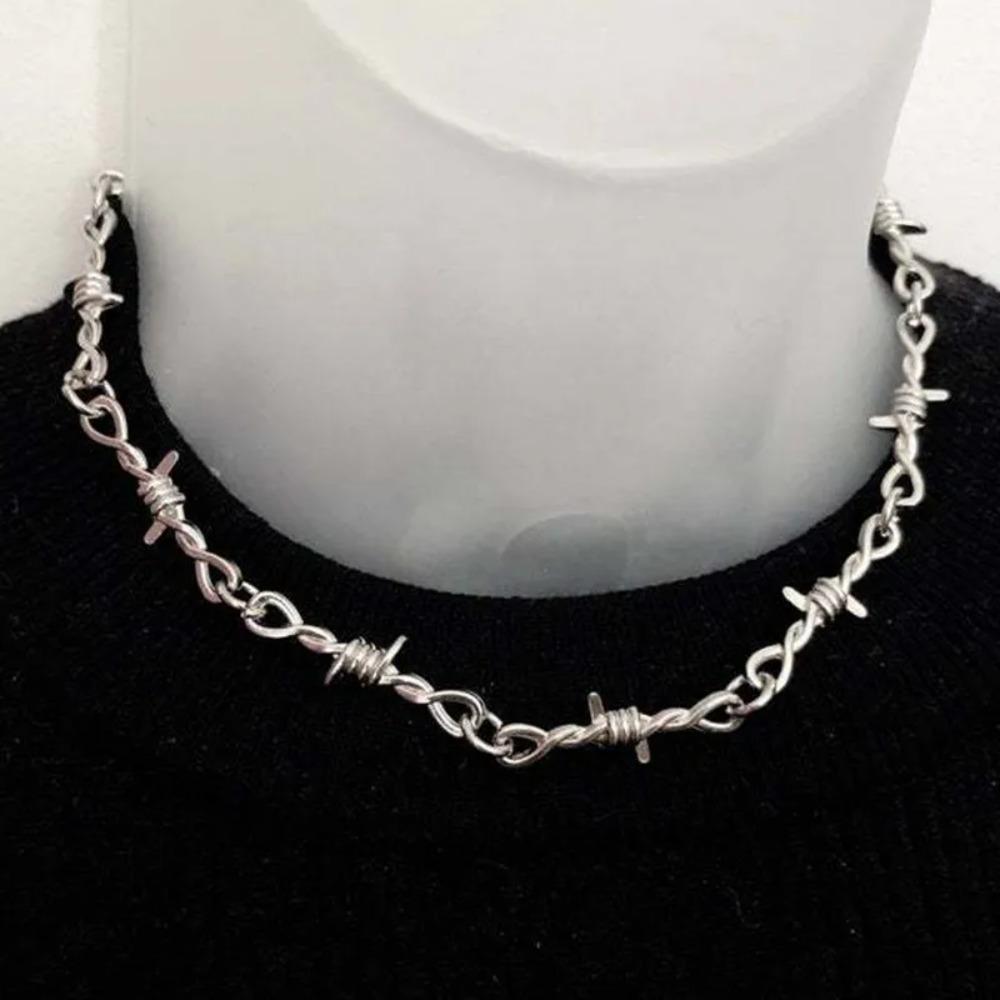 Iron Unisex Choker Necklace Women Hip-hop Gothic Punk Barbed Wire Little Thorns Chain Choker Jewelry Gifts