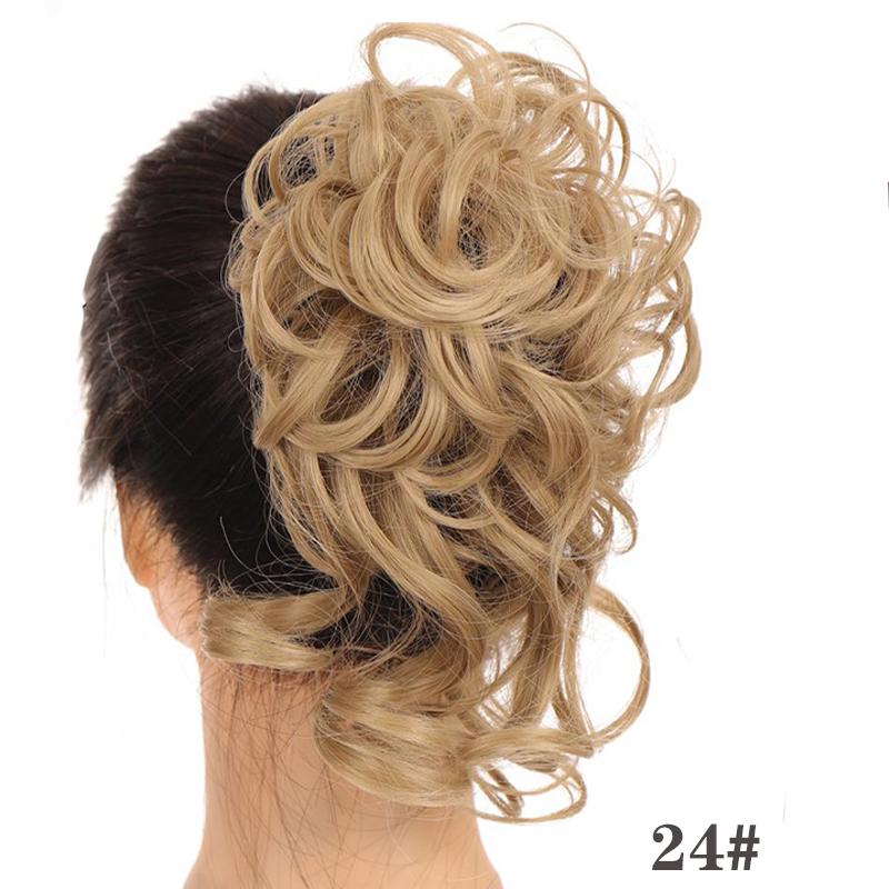 Synthetic Hair Chignons Messy Scrunchies Elastic Band Hair Bun Straight Updo Hairpiece Hair Extension for Women