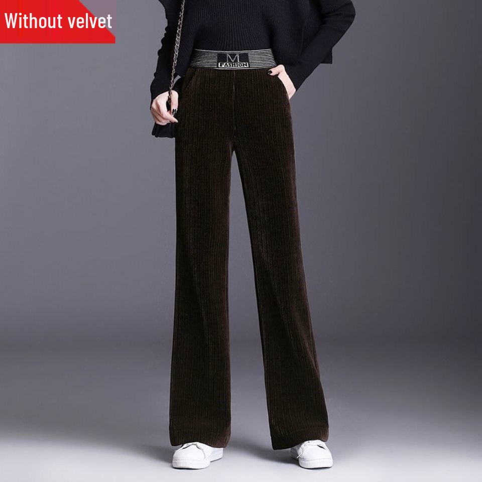 

Women s Velvet High-Waisted Corduroy Wide-Leg Pants - Autumn/Winter Slimming Style S (Recommended 80-95 kg)