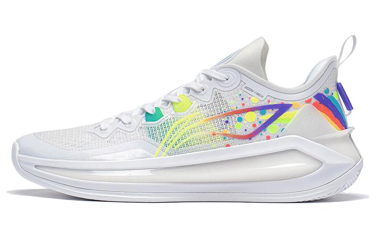 Li Ning Liren 3 V2 Радужные износостойкие дышащие низкие баскетбольные кроссовки унисекс Флуоресцентный белый желтый ABAT057-4 44