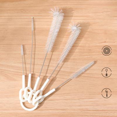 5pcs Portable Stainless Steel Straw Brushes, Cup Brush Nylon Cleaning Brush Keyboard Cleaning Reusable Cleaning Tool