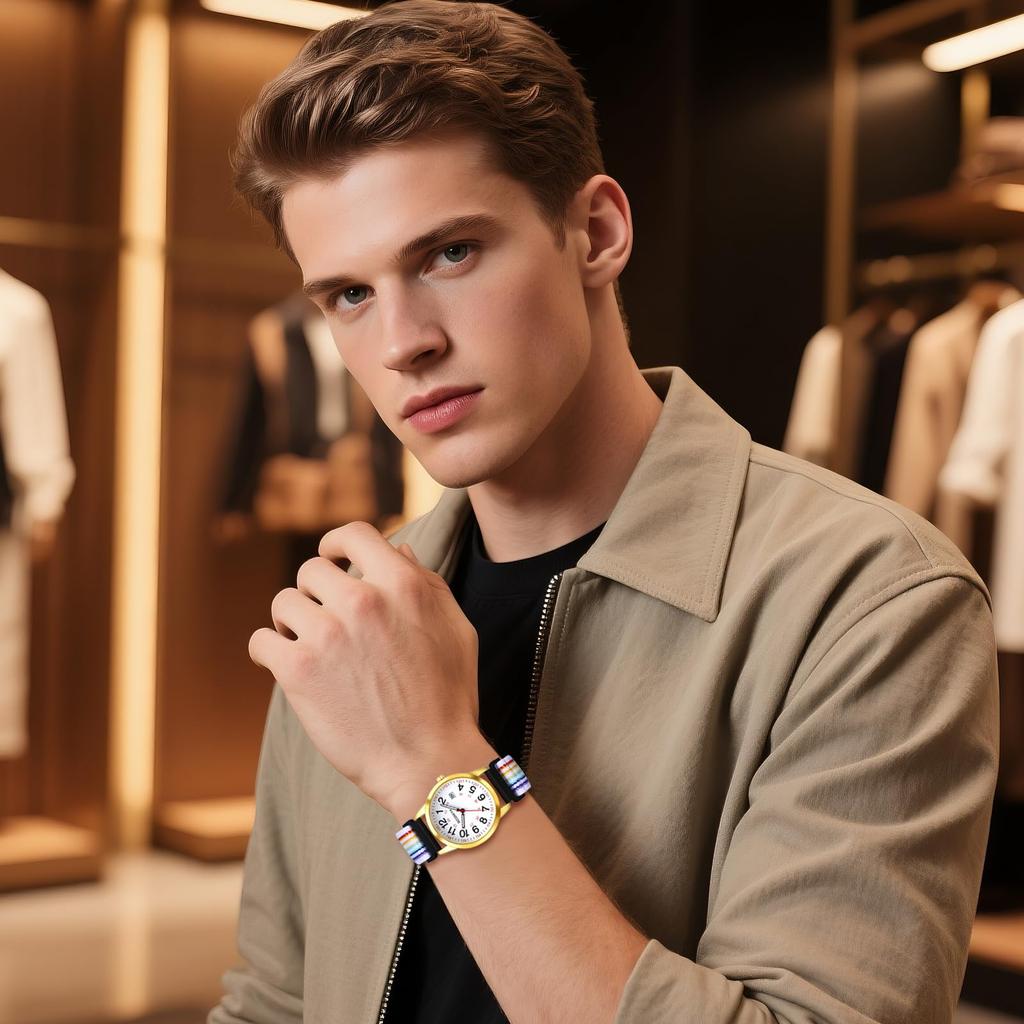 Waterproof Braided Watch with Date Adjustable Quartz Analog Arabic Perfect for and Casual Perfect for and More Men's Window, Length Display, 24-Hour