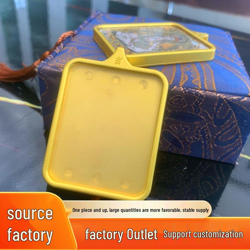 

Tibetan Ghau Box Thangka Pendant: Color-Preserving Five Lords Mahakala in Yellow