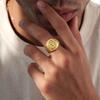 Virgin Mary Stamp Ring for Men,Gold Color Stainless Steel Cross Zircon Ring,Chunky Thumb Ring Gift