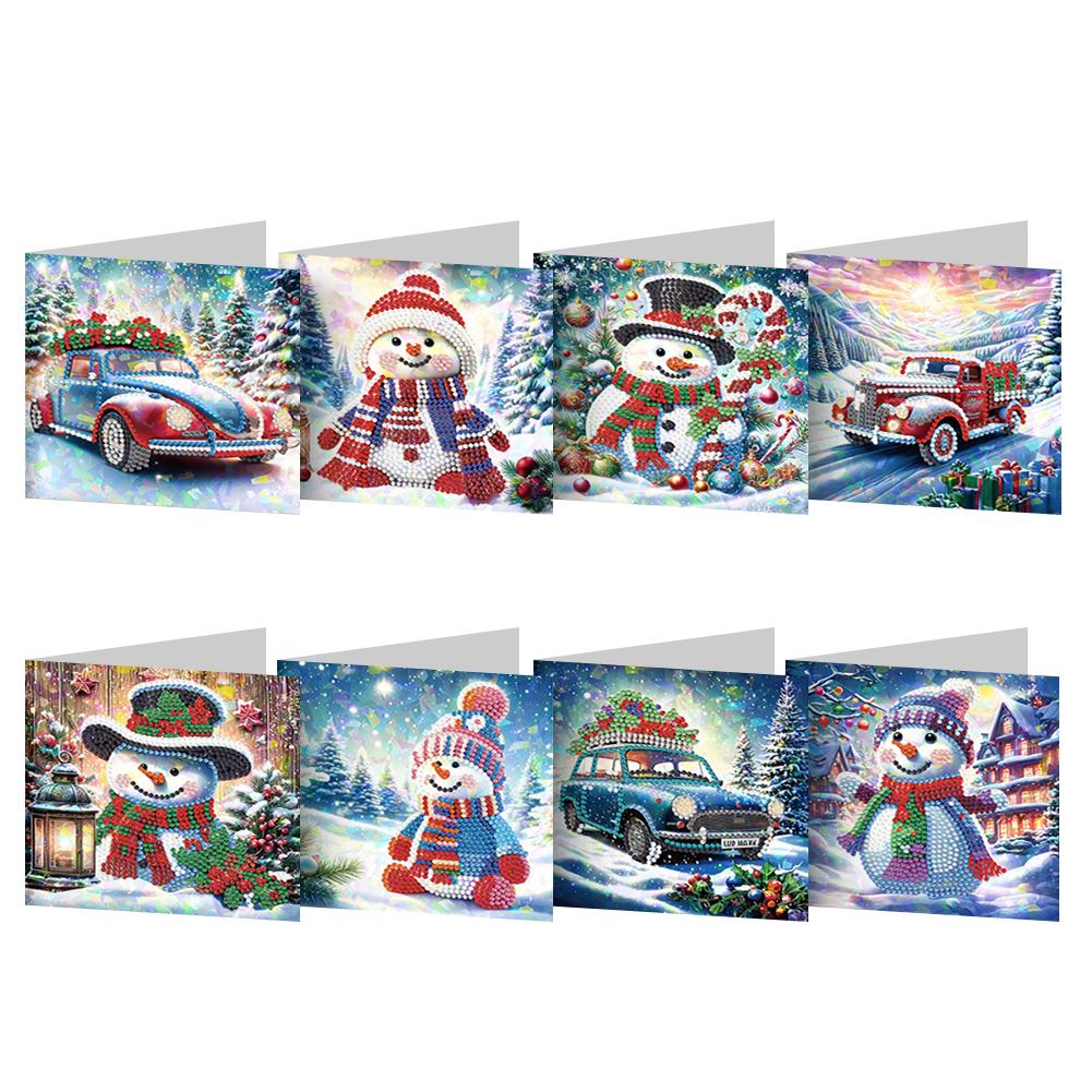 8/12pcs Diamond Painting Greeting Cards Handmade Diamond Painting Gift Card 5D Rhinestone Embroidery Arts Cards Kits for Adults