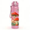 1PC Red Mushroom Forest Scene 750ml Color Plastic Sports Water Bottle Leakproof Flip Straw Lid For Sports Office Home Use