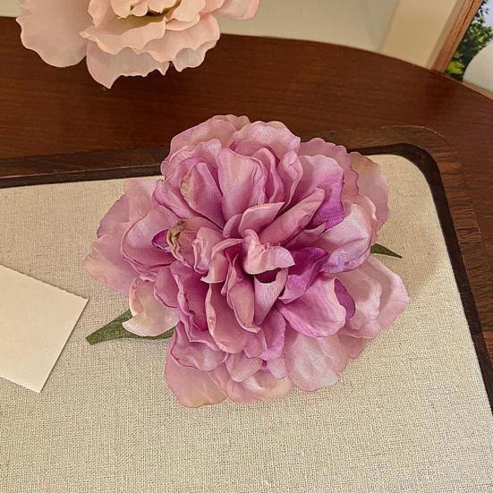 Women Hairpin Artificial Peony Flower Decor Anti-slip Teeth Hair Pin Large Size Holiday Hair Clip Hair Accessories