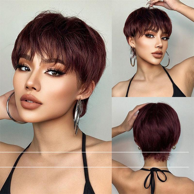 Wig Women's Short Hair Hair Natural Wig Wig Fashion Short Age-Reducing Full-Head