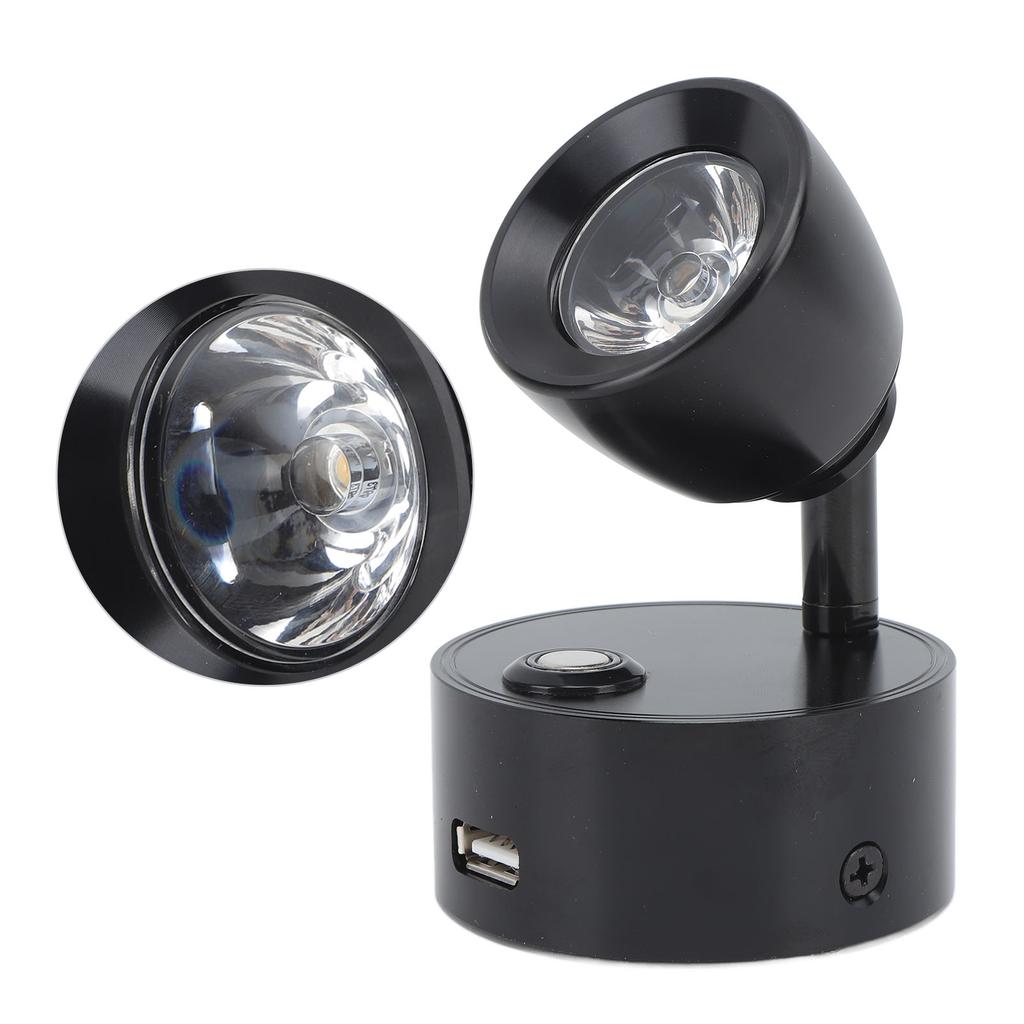 Wohnmobil Leselampe LED Innen Nachttischlampe Boot Yacht USB Wiederaufladbar Einstellbar Touch Lampe T DC12 bis 24V Schwarz