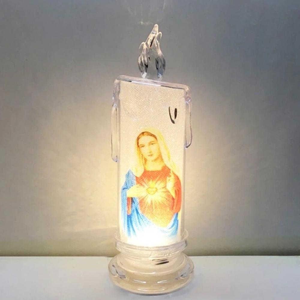 

Jesus Catholic Christian Religious Ceremony Virgin Electronic Flameless LED Religious Candless Light Decoration
