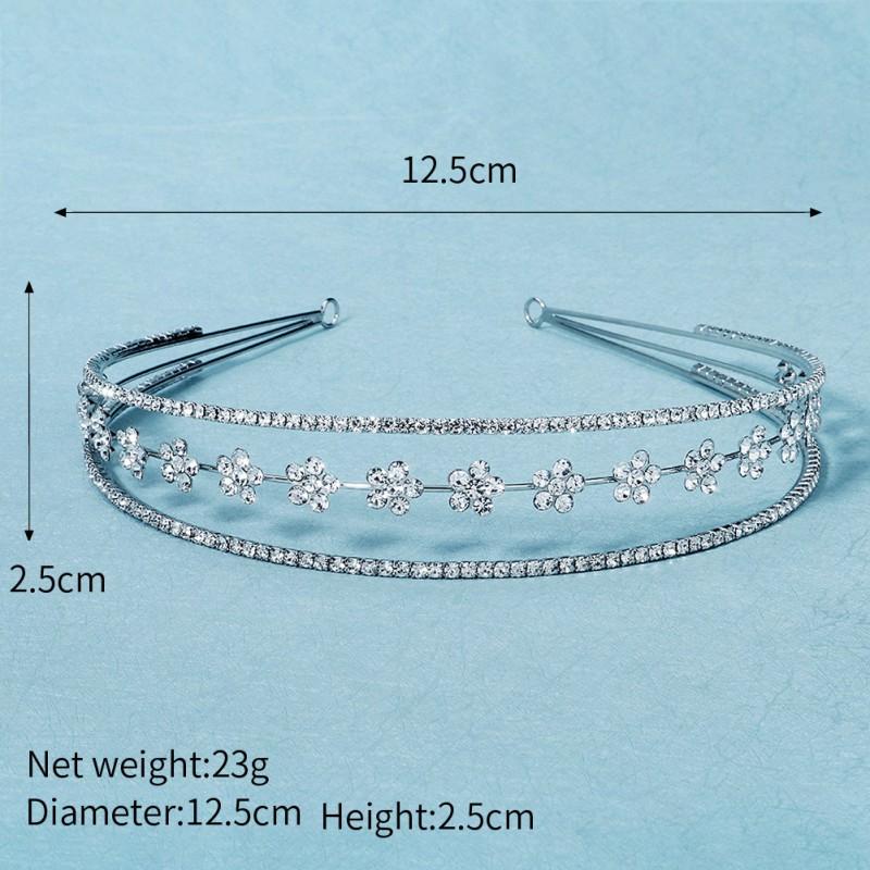 

Korean Bridal Hair Accessories Ins Crystal Flower Three-layer Headband Super Fairy Wedding Headwear Retro Elastic Rhinestones