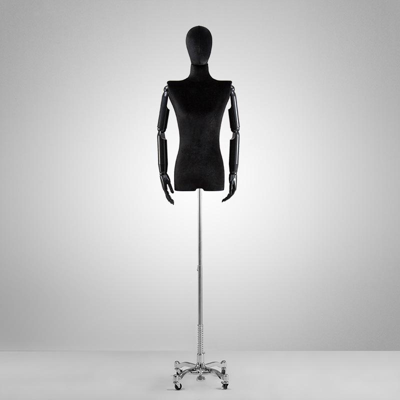 Korean Style Black Off-Shoulder Women's Half Body Mannequin with Right Angle Shoulder and Full Body Display Stand