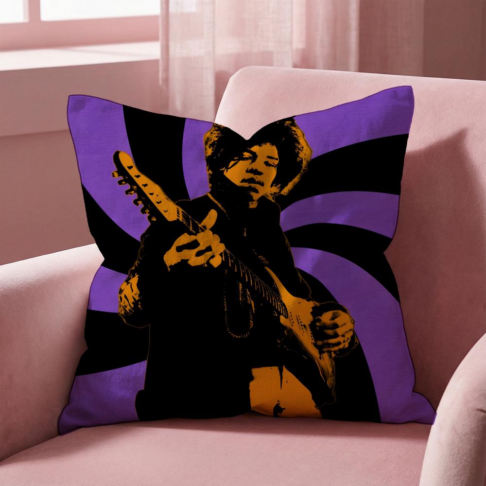 SingerJ-Jimi H-Hendrix Cushion Cover Multi-Scene Pillow Cover for Home & Car - Reversible, Soft & Durable for Daily Use