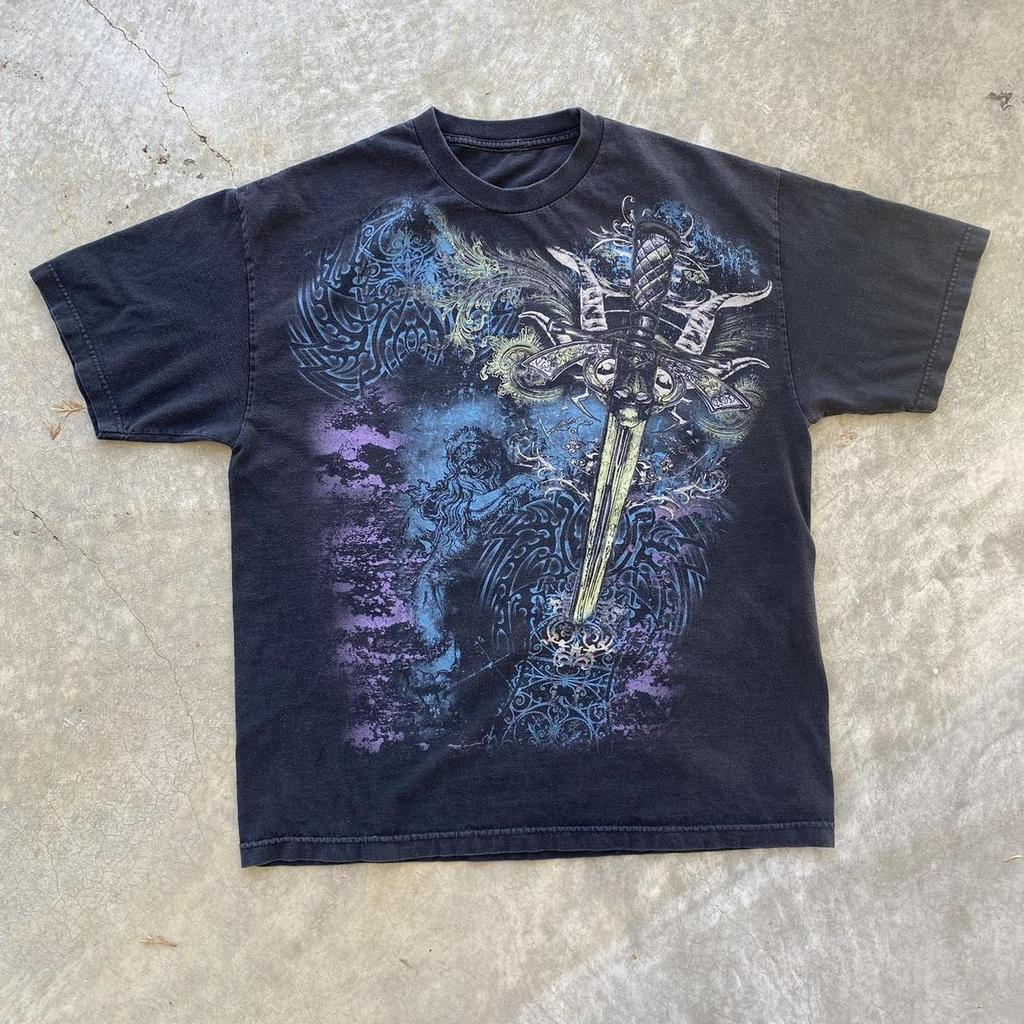 Classic Y2k Gothic Style High Street TShirt Print Oversized T Shirt Harajuku Round Neck Cotton Tops 2026 Summer Unisex Unisex Tops