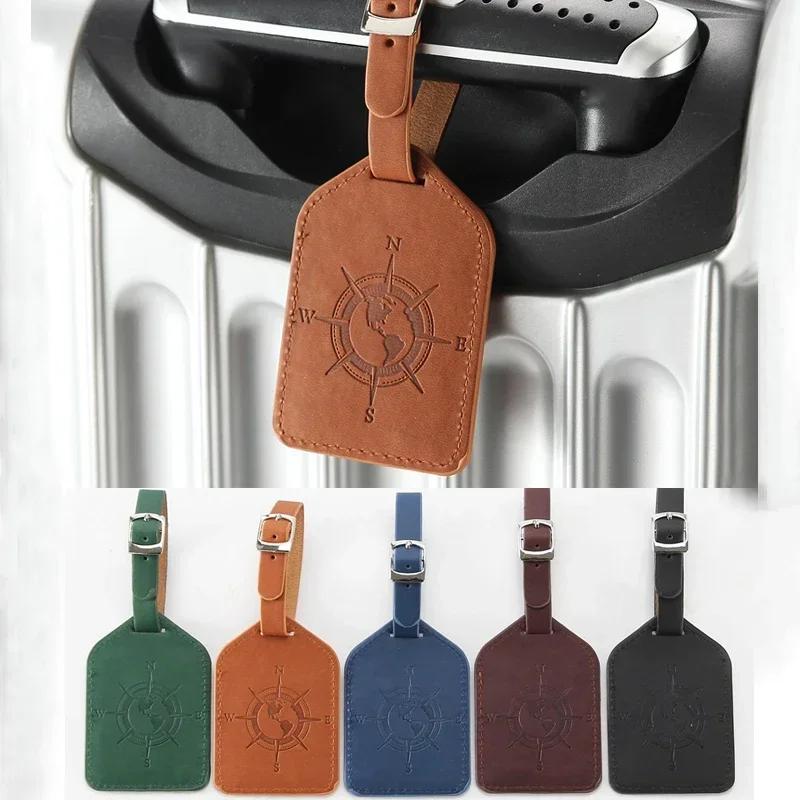 PU Leather Luggage Tag Suitcase Label ID Address Holder Travel Accessories Portable Name Tag