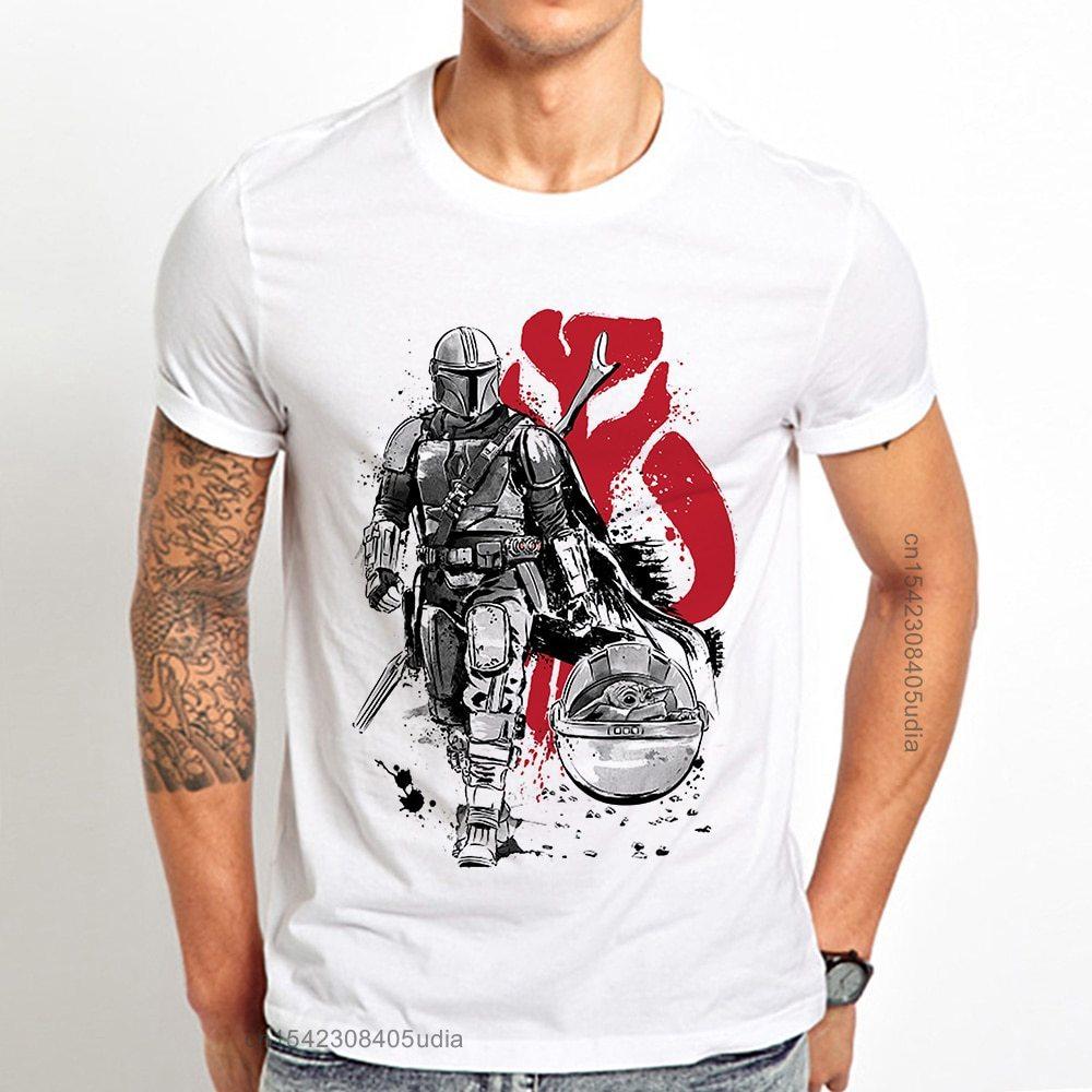 Mando SumiE Warrior Funny T Shirt Men Summer New White Casual Homme Short Sleeve Cool Tshirt Unisex