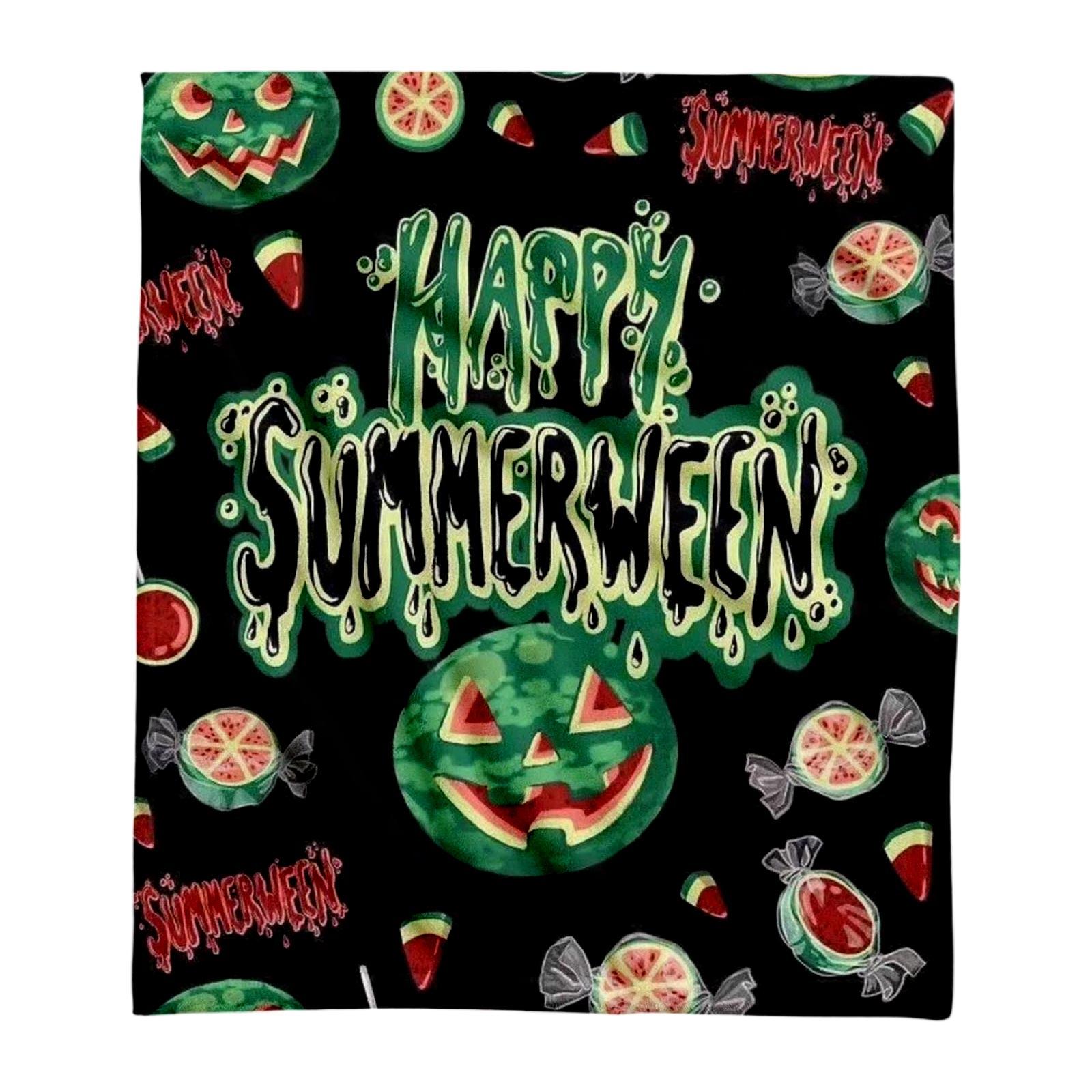 Halloween Print Flannel Throw Blanket - Decorative Blanket for Couch One Size