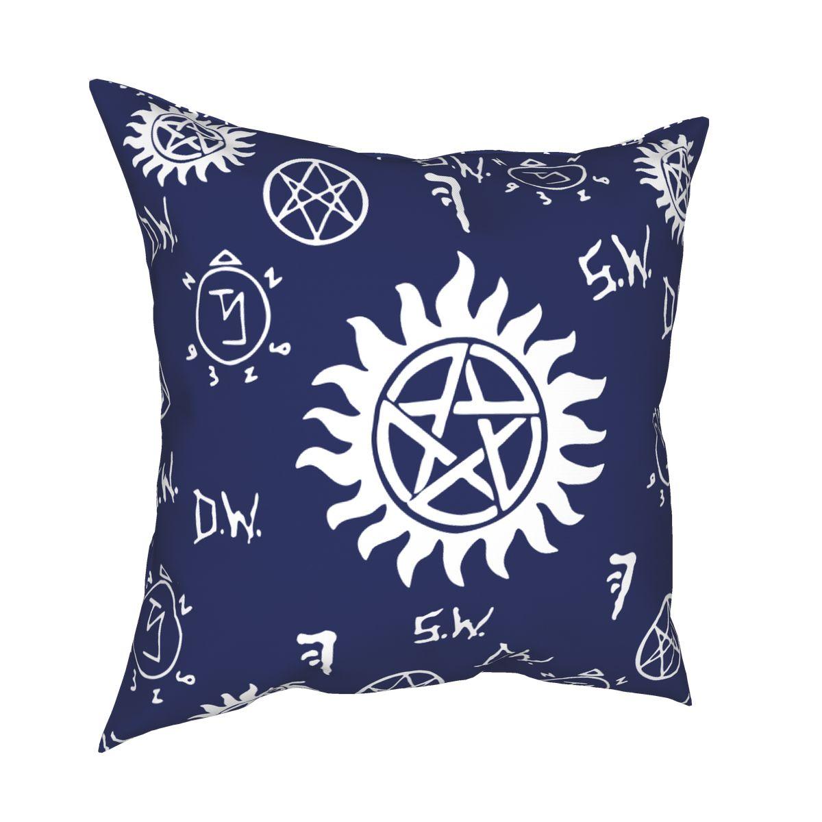

Сверхъестественный символ Синяя наволочка Домашний декор Подушки Декоративная подушка для дома Полиэстер Двусторонняя печать Идея для подарка 30x30cm 12x12in