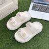 Summer New Solid Color Outdoor Stepping On Shit Sandals Platform Slippers Women's Fashion Double Strip Outer Wear Cool Slippers Are Now Approved