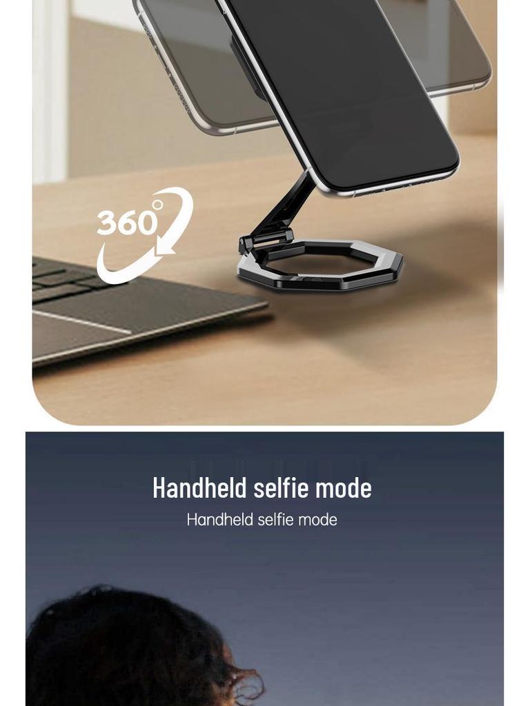 Dual-Sided Magnetic Phone Holder - Alloy Foldable Stand for Desktop & Car