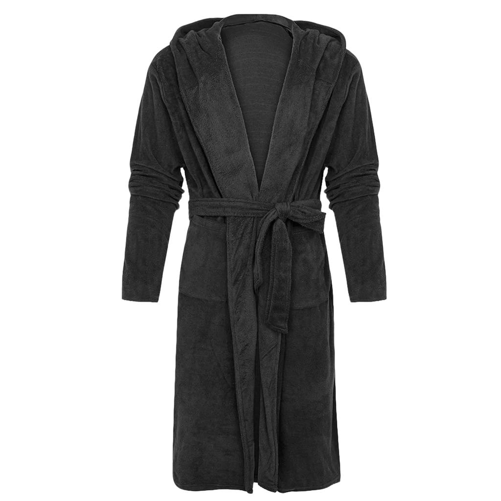 Women's Solid Color Long Sleeved Plush Bathrobe With Belt