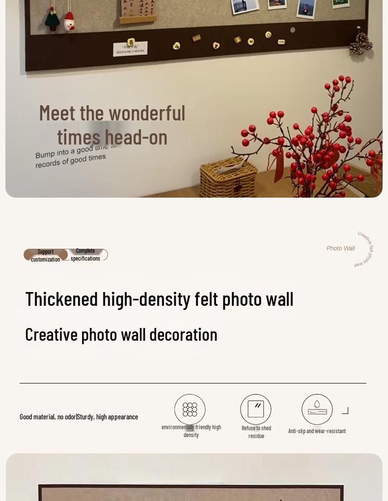 Envy Porcelain Felt Board Wall Stickers for Photo and Artwork Display