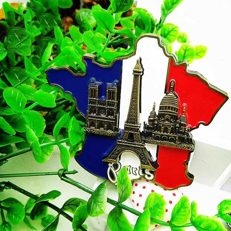 1 Pc New Creative 3D Metal Magnet France Map Fridge Sticker Resin Sticker Paris Tourist Souvenir Home Living Decorations