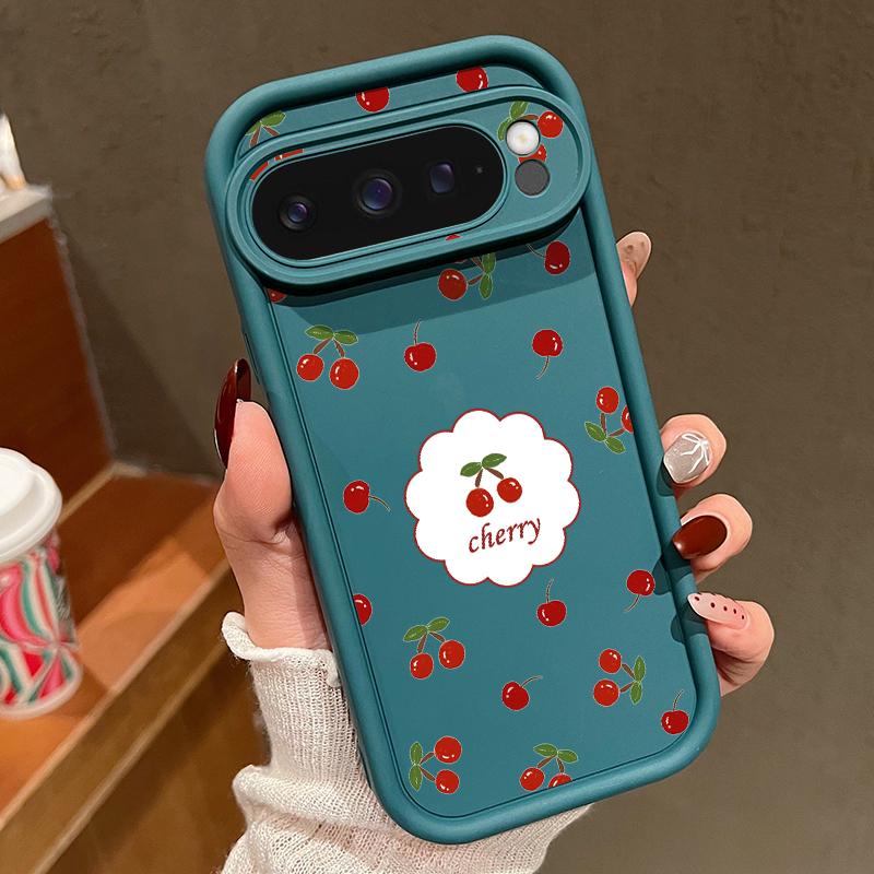 Cute Large Cherry Soft TPU Phone Protector Case For Google Pixel 8 Pro 8A 9 Pro XL Shockproof Silicone Cover For Pixel 9 8 Pro