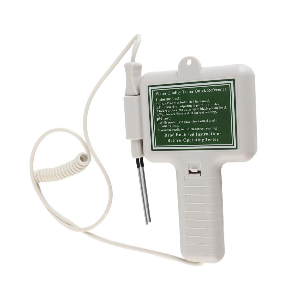 Swimming Pool Water Quality Tester 2 In 1 PH CL2 Detector with Display Screen for Spa Aquarium Hydroponics White