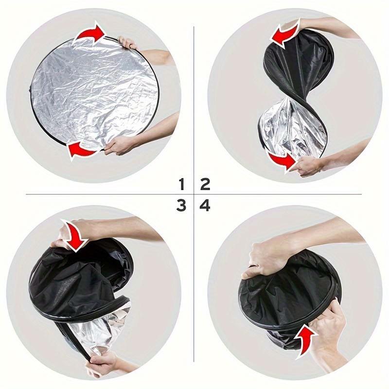 1pc Portable Five In One Reflector Kit, Featuring Semi Transparent, Silver, Gold, White, and Black Multi Disc Reflectors