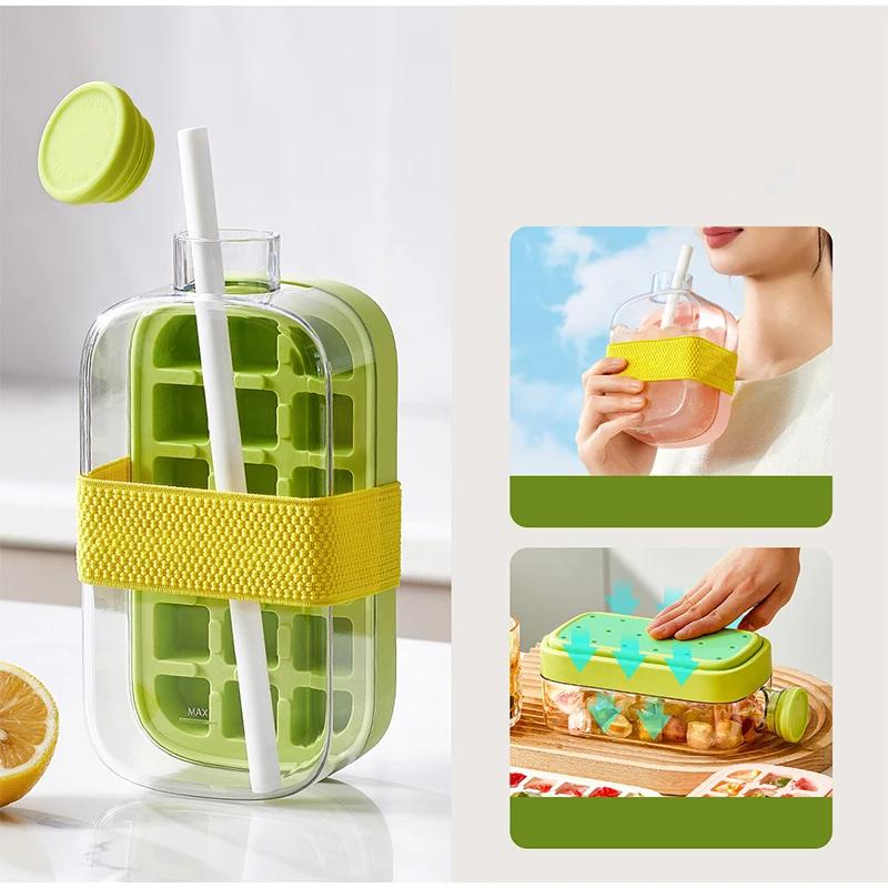 Ice Cube Tray Water Bottle Cube Mold Press Maker Camping Diy Fruit Juice Beverage Dual Use Ice Kettlebar Accessories