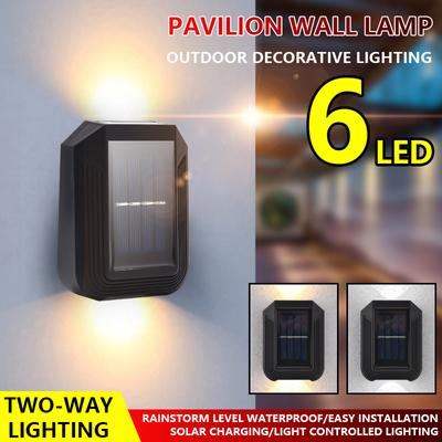 6 LED Güneş Duvar Lambası Açık Su Geçirmez Yukarı Ve Aşağı Aydınlık Aydınlatma Bahçe Dekorasyon Güneş Işıkları Merdiven Çit Güneş Işığı Lambası