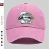 pc Silvery Sexy Lips Print Baseball Cap Suitable Sun Hat for SpringSummer Travel Comfortable and Lightweight Adjustable Sna