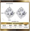 Europäischer Stil S925 Sterling Silber Moissanit Quadratische Ohrstecker
