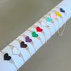 Pulseira com Pingente de Coração em Esmalte Colorido, Pulseira Delicada Banhada a Ouro/Prata para Mulheres